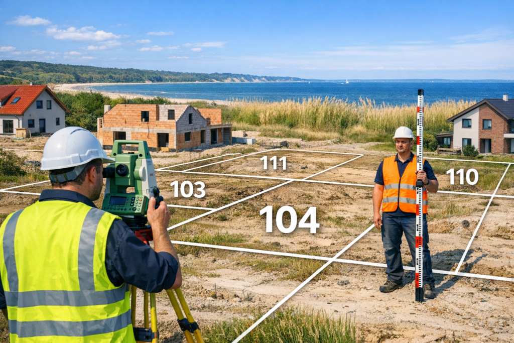 Vermessungsarbeiten im Baugebiet durch Haff Vermessung Jatznick – ÖbVI im Landkreis Vorpommern-Greifswald